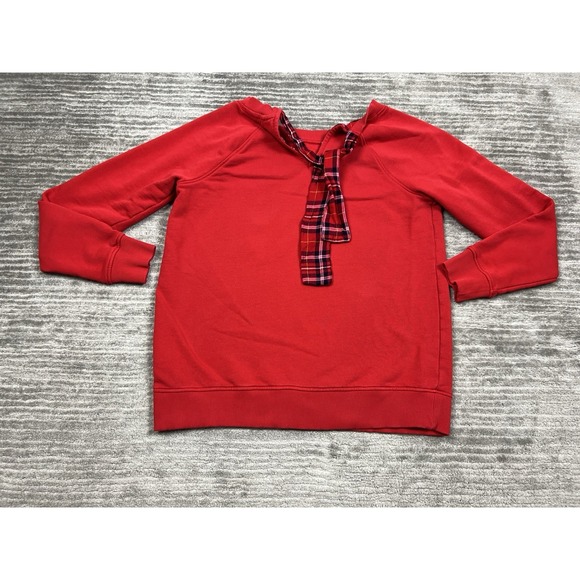 Crown & Ivy Sweater Womens Medium Red Tied Back Long Sleeve 100%‎ Cotton - Picture 1 of 12